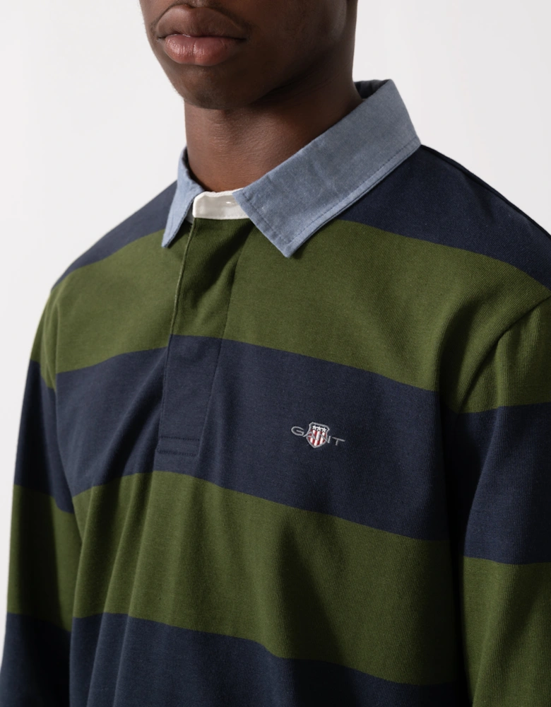 Mens Regular Fit Chambray Stripe Heavy Rugger - 360 Country Green