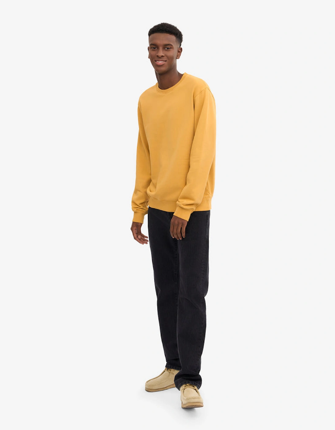 Mens Classic Organic Crew Neck Sweatshirt - Burned Yellow
