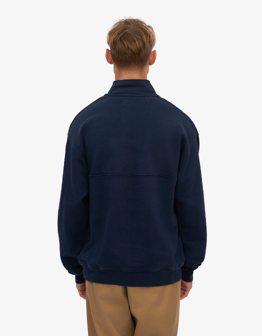 Organic Quarter Zip Sweatshirt - Navy Blue