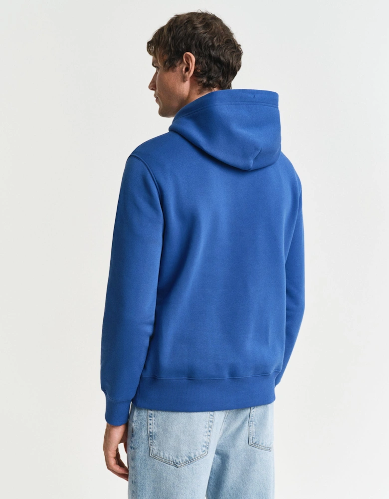 Mens Regular Fit Shield Logo Pullover Hoodie - 407 Rich Blue
