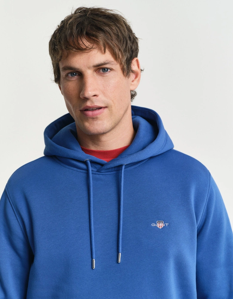 Mens Regular Fit Shield Logo Pullover Hoodie - 407 Rich Blue