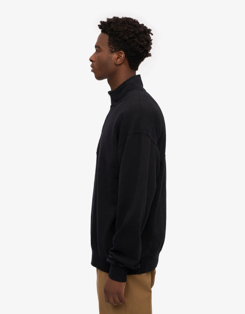 Organic Quarter Zip Sweatshirt - Deep Black