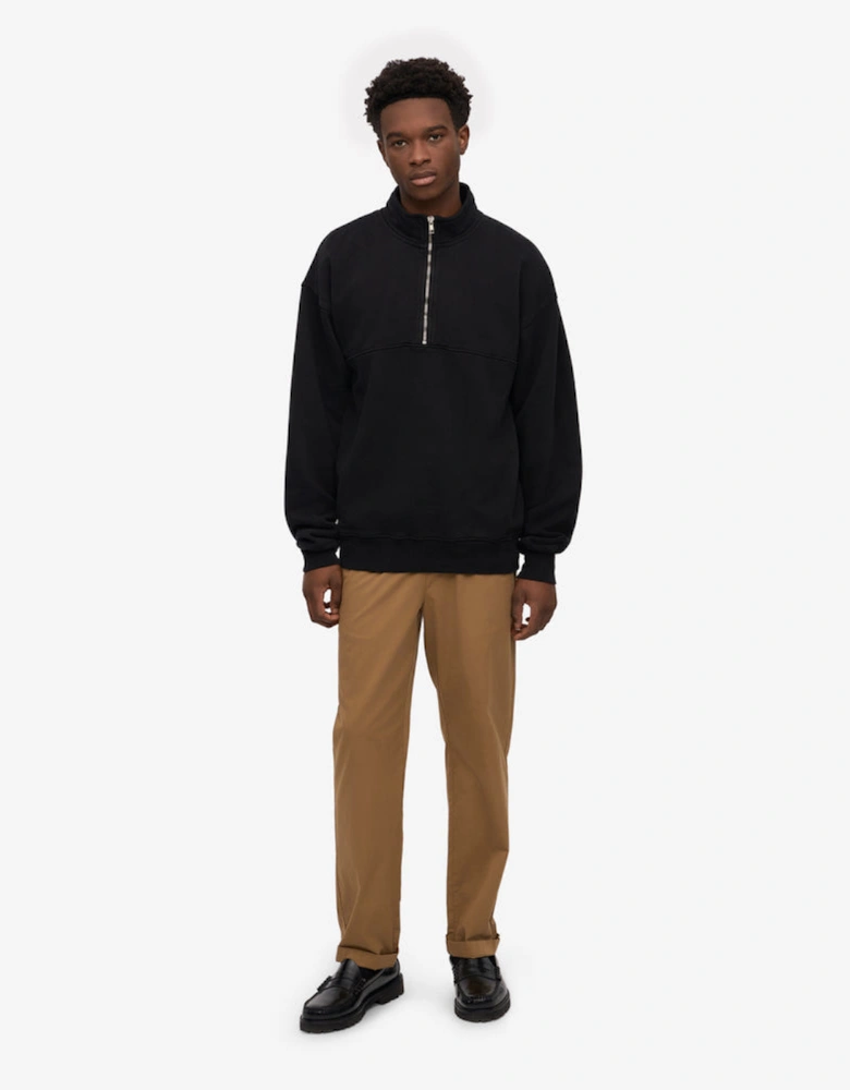 Organic Quarter Zip Sweatshirt - Deep Black