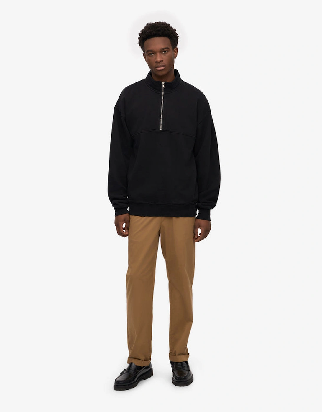 Organic Quarter Zip Sweatshirt - Deep Black