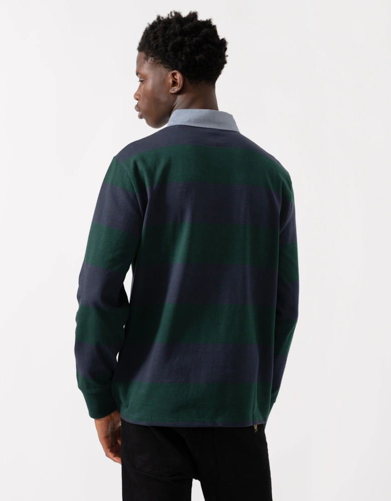 Mens Regular Fit Chambray Stripe Heavy Rugger - 374 Tartan Green