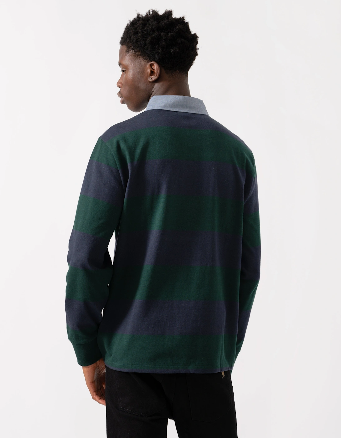 Mens Regular Fit Chambray Stripe Heavy Rugger - 374 Tartan Green
