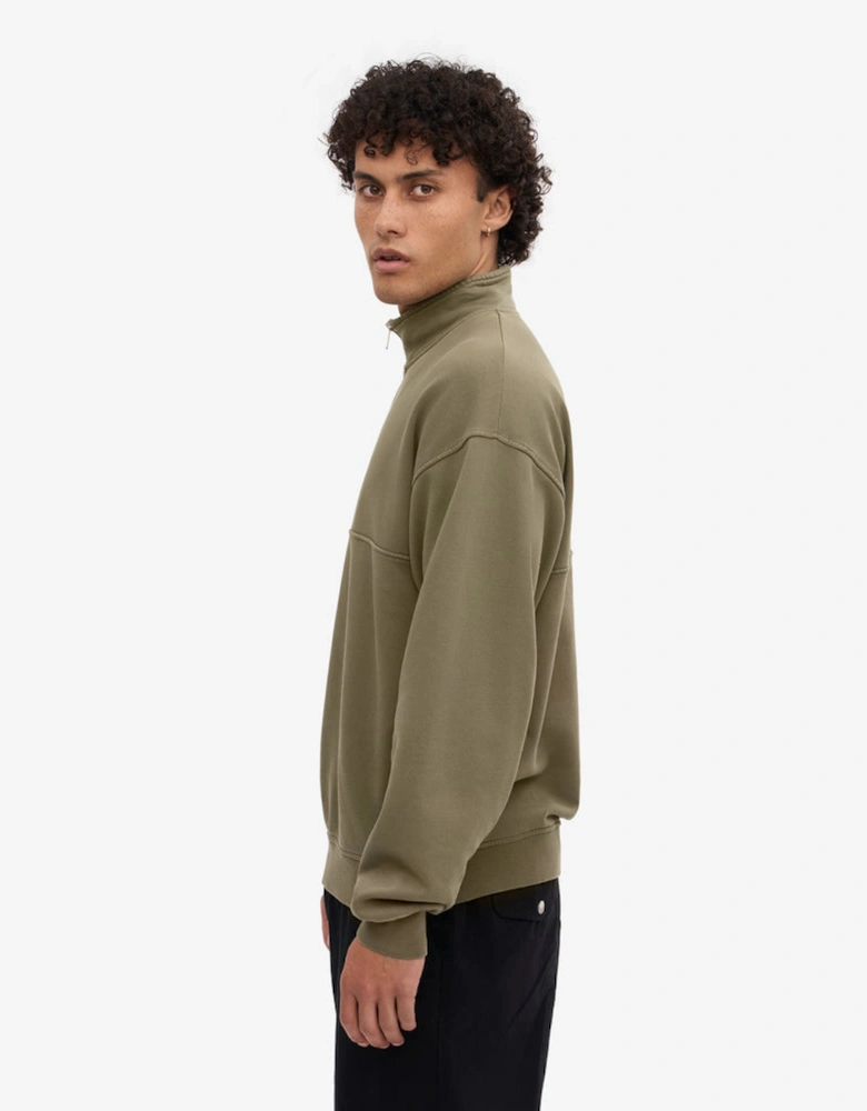 Organic Quarter Zip Sweatshirt - Dusty Olive