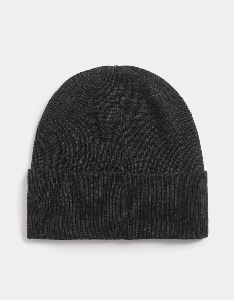 Lyle & Scott Lambswool Blend Ribbed Beanie - W155 Jet Black Marl