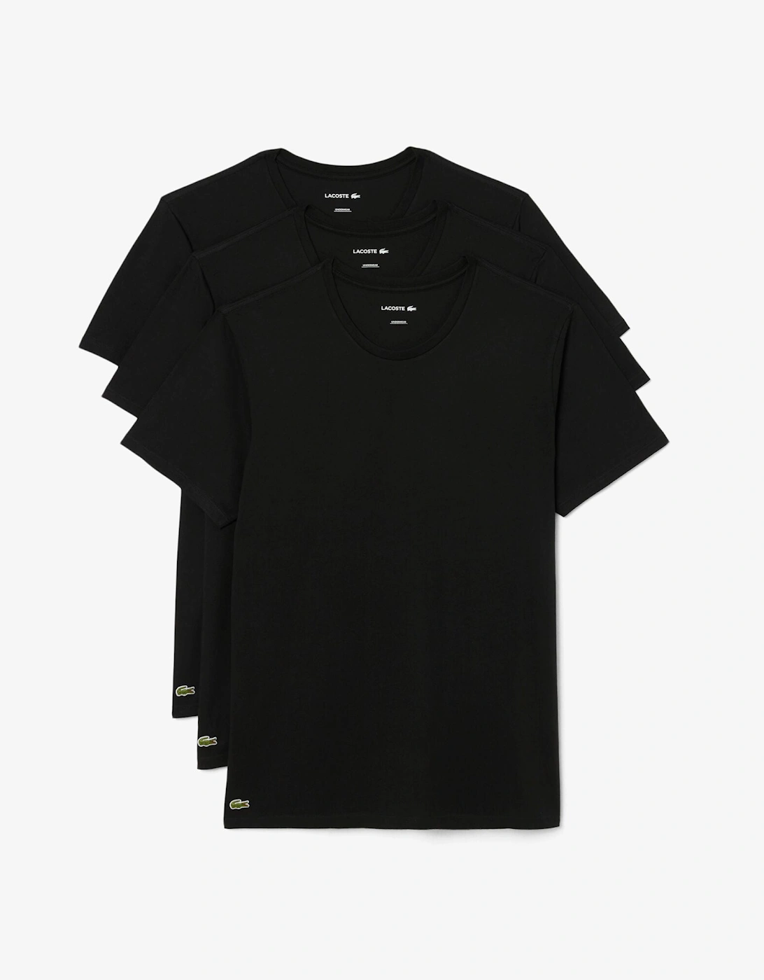 Men's Lacoste 3-Pack Cotton Crew Neck Mens T-Shirts - Black 031 - Size, 40