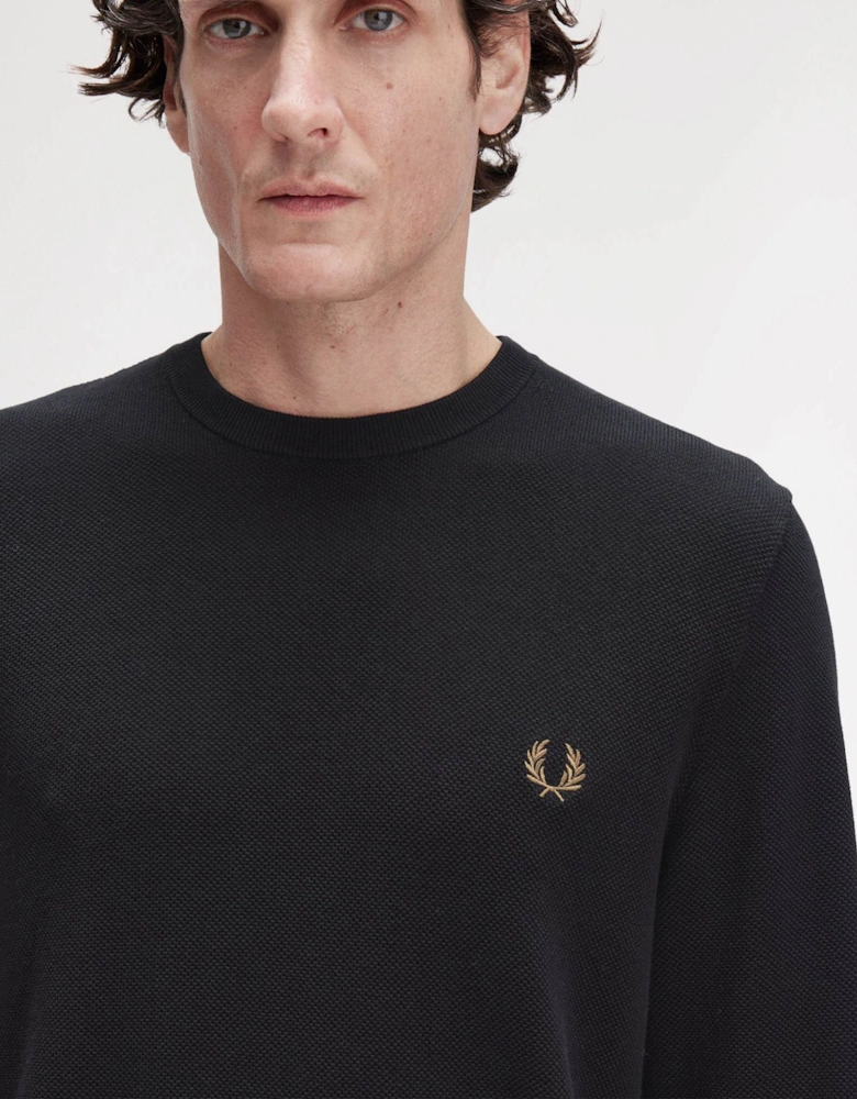 Mens Pique Stitch Jumper - Black 102