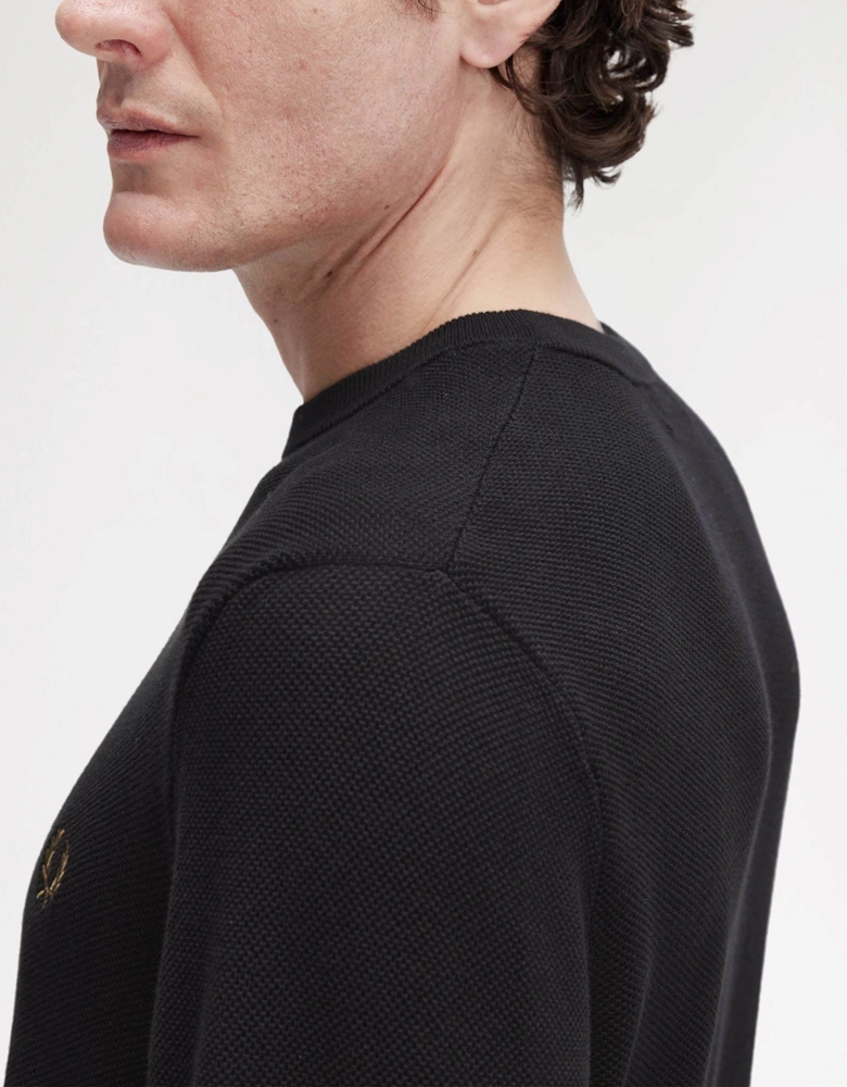 Mens Pique Stitch Jumper - Black 102