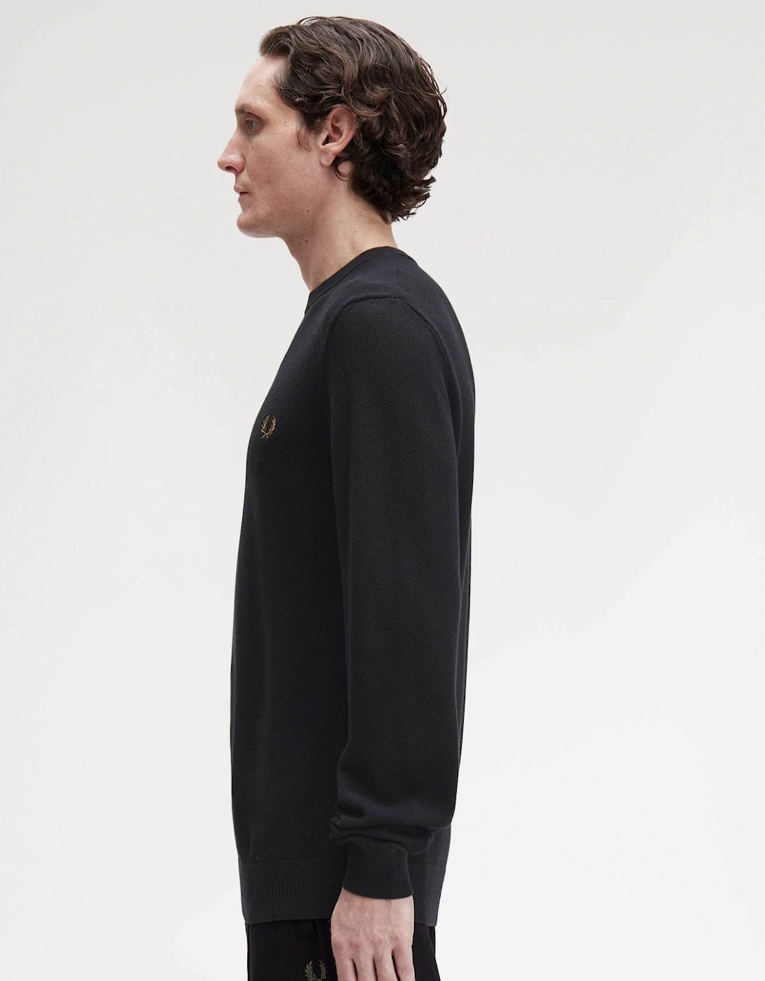 Mens Pique Stitch Jumper - Black 102