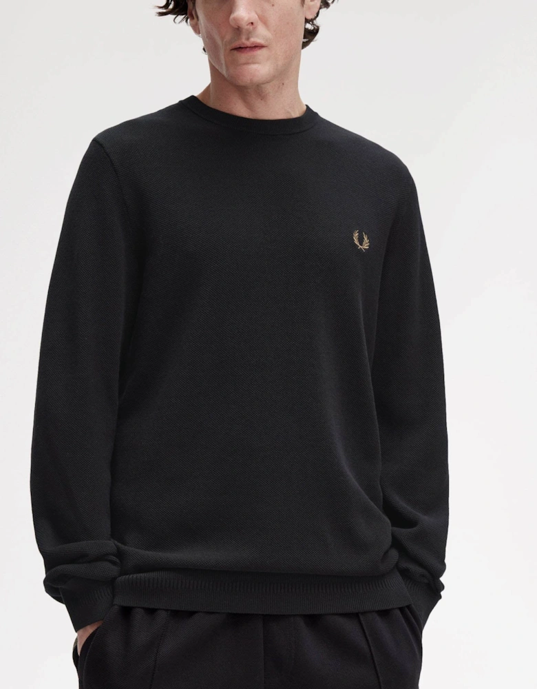 Mens Pique Stitch Jumper - Black 102