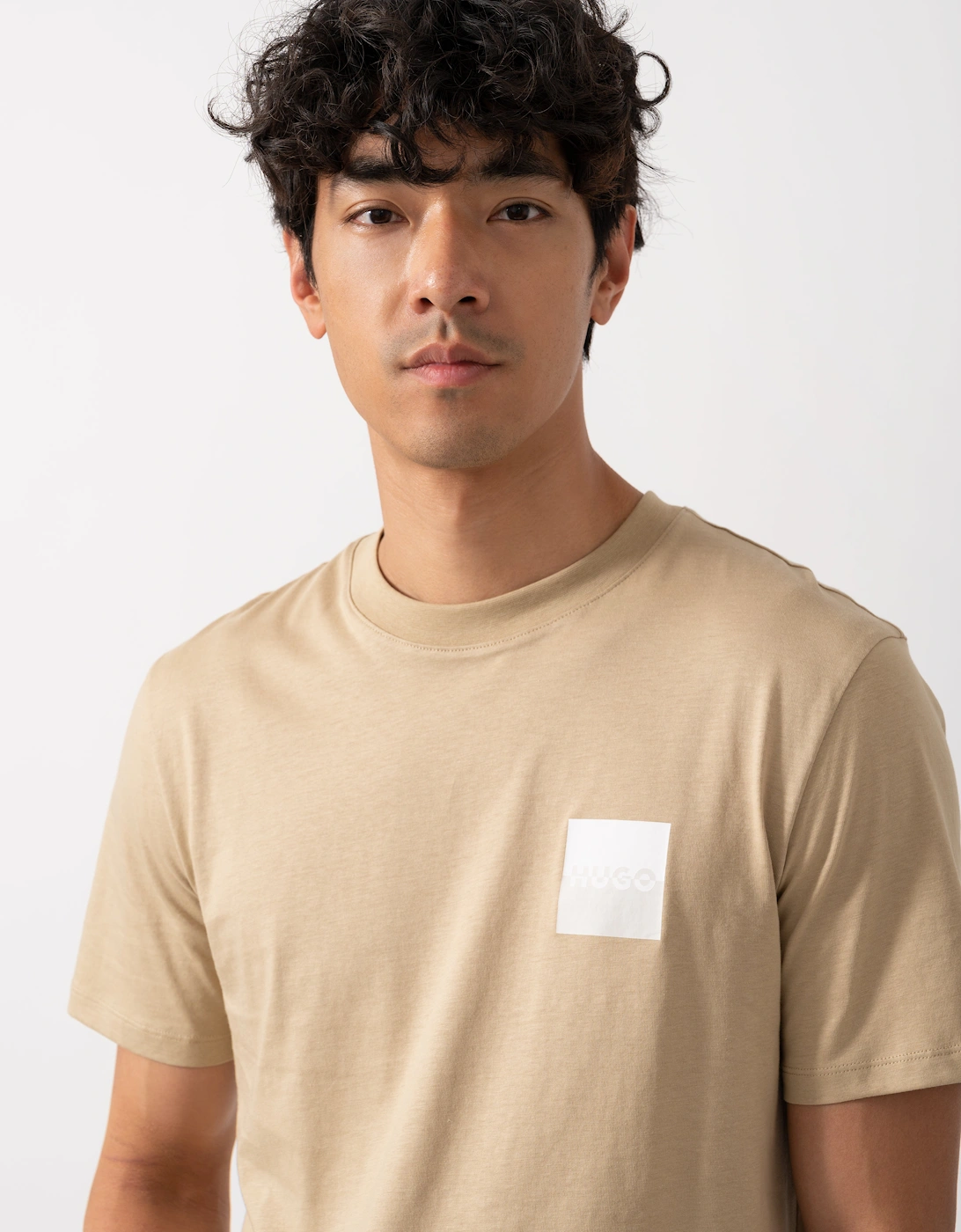 HUGO Dapusi Mens Logo Print T-Shirt - Medium Beige 269