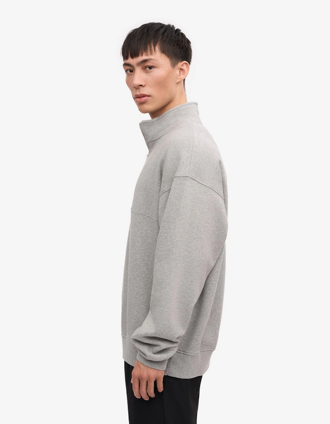Organic Quarter Zip Sweatshirt - Heather Grey