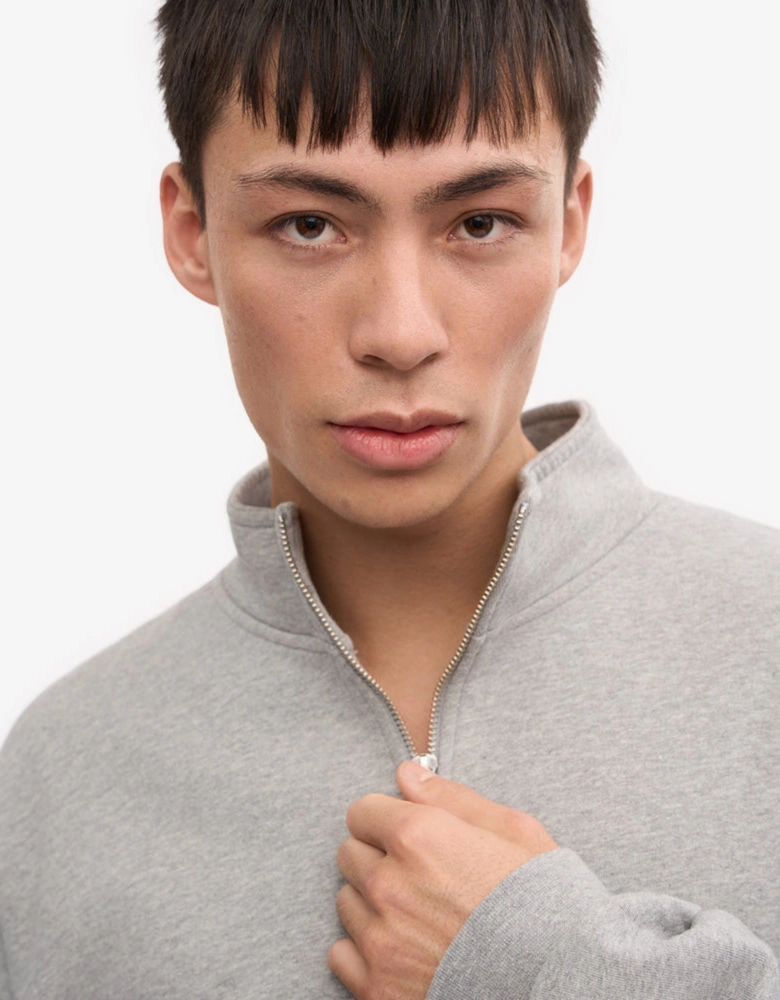 Organic Quarter Zip Sweatshirt - Heather Grey