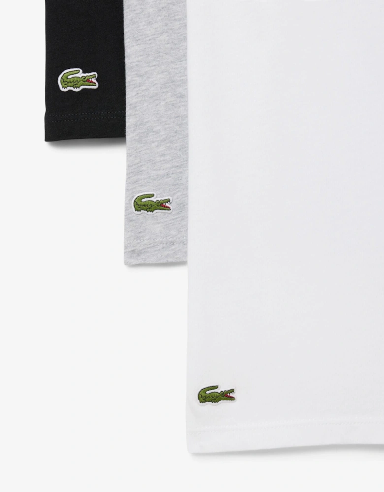 3-Pack Cotton Crew Neck Mens T-Shirts - White/Silver Chine-Black BXY