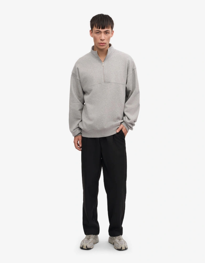 Organic Quarter Zip Sweatshirt - Heather Grey