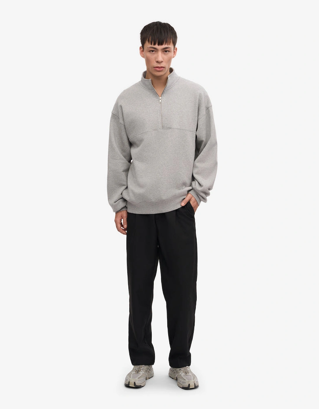 Organic Quarter Zip Sweatshirt - Heather Grey