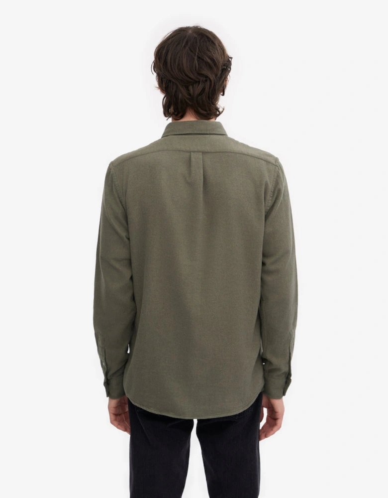 Mens Organic Flannel Shirt - Dusty Olive