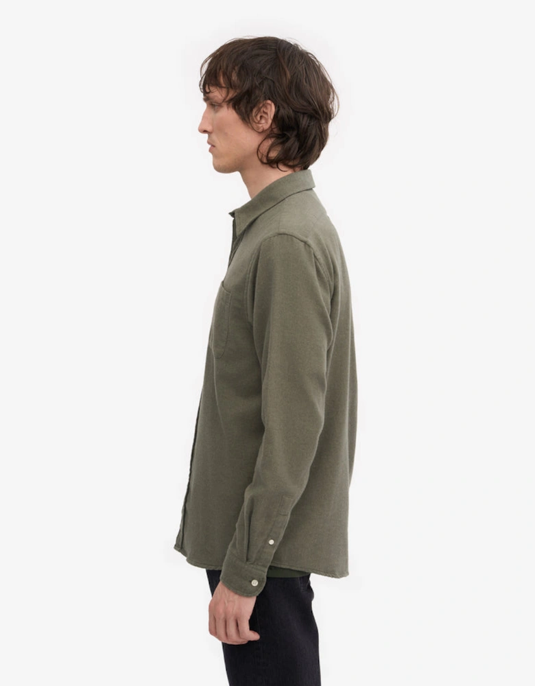 Mens Organic Flannel Shirt - Dusty Olive
