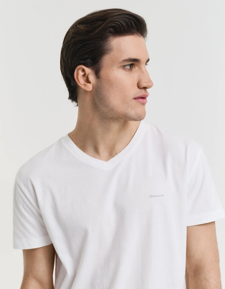 Mens V-Neck T-Shirt 2-Pack - 110 White
