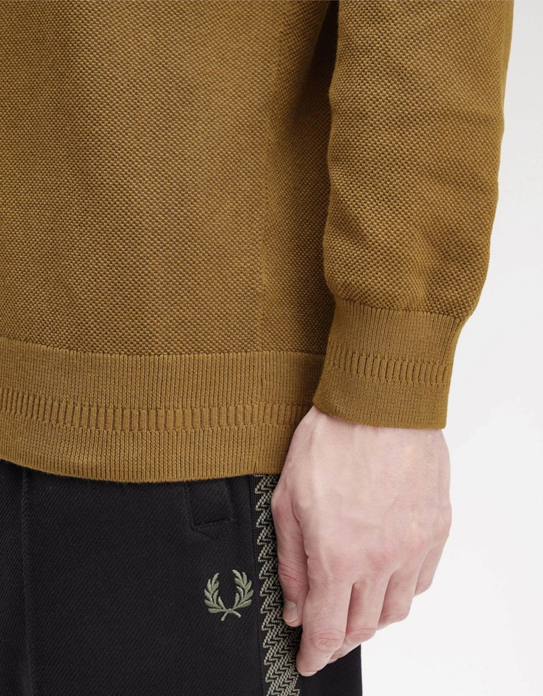 Mens Pique Stitch Jumper - Shaded Stone P96