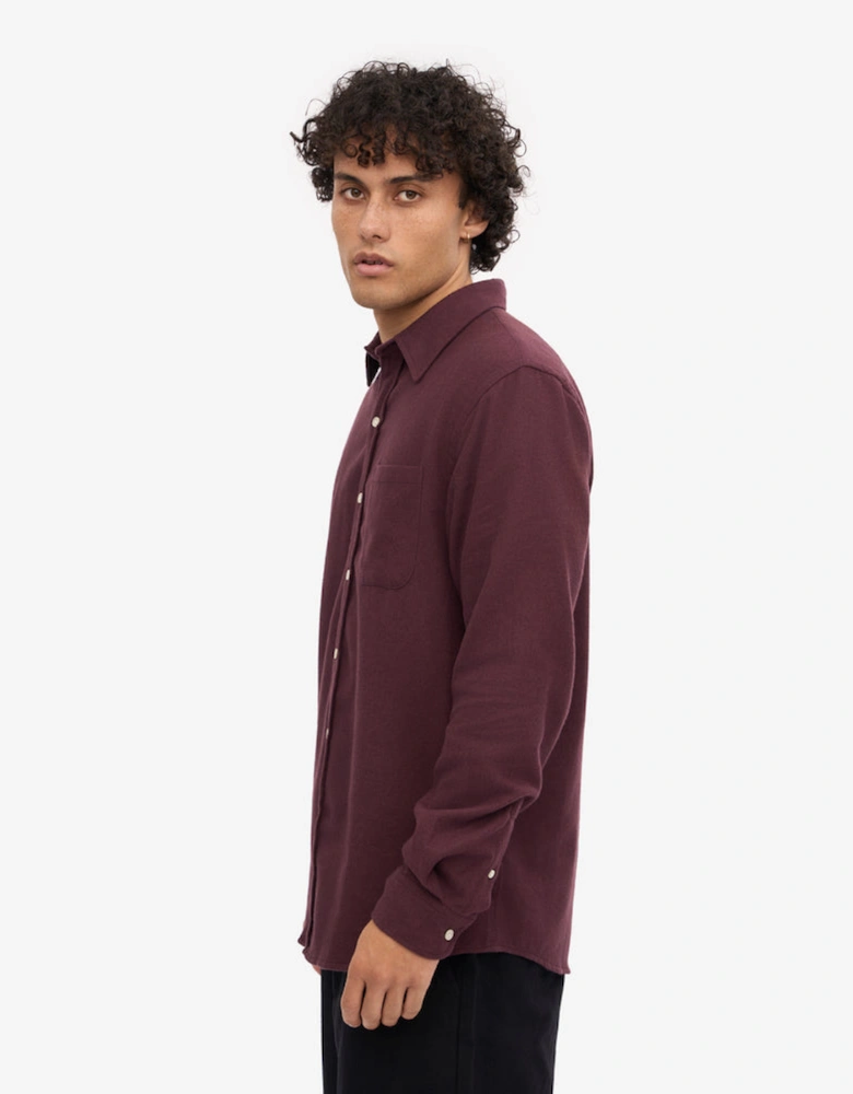 Mens Organic Flannel Shirt - Oxblood Red