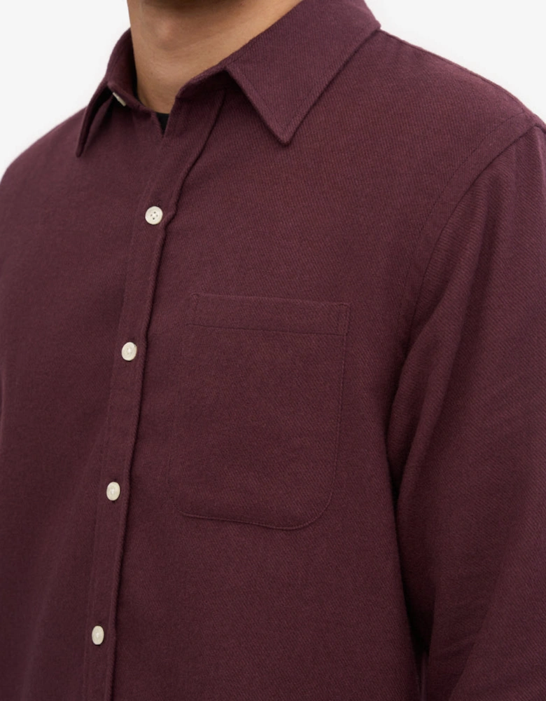 Mens Organic Flannel Shirt - Oxblood Red