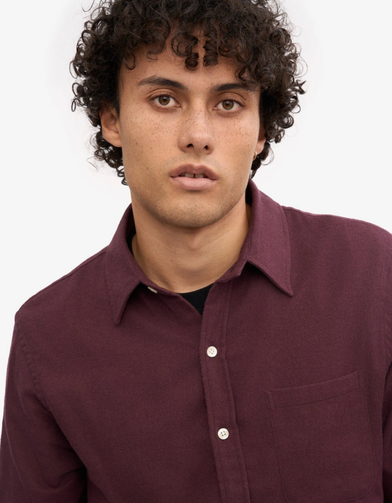Mens Organic Flannel Shirt - Oxblood Red
