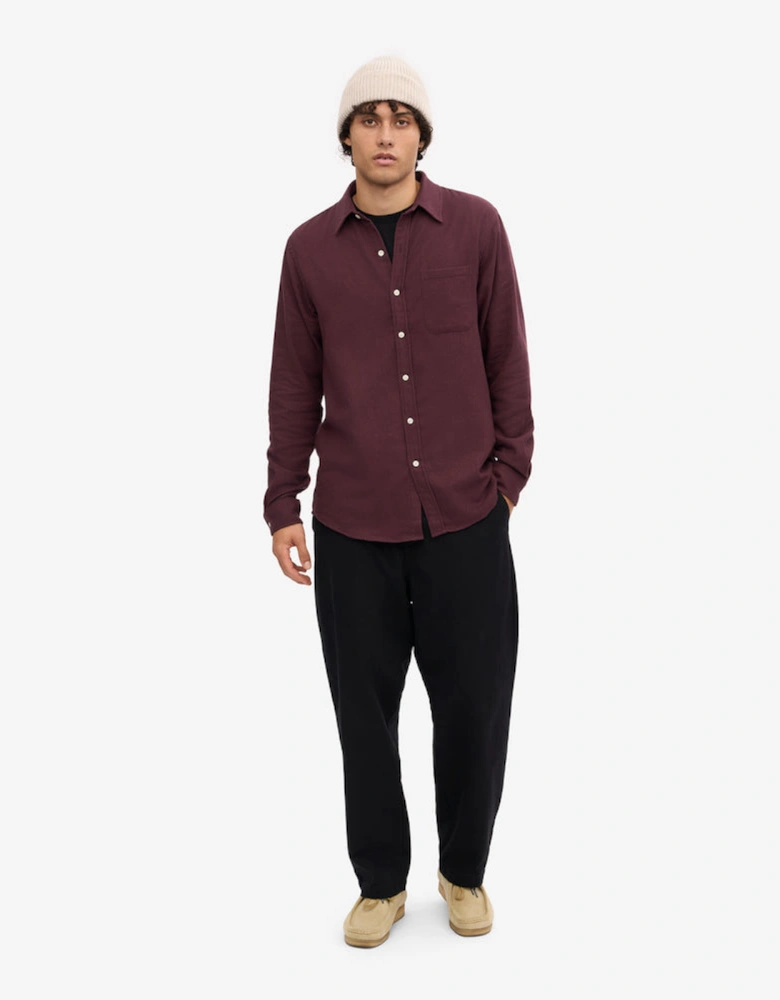 Mens Organic Flannel Shirt - Oxblood Red