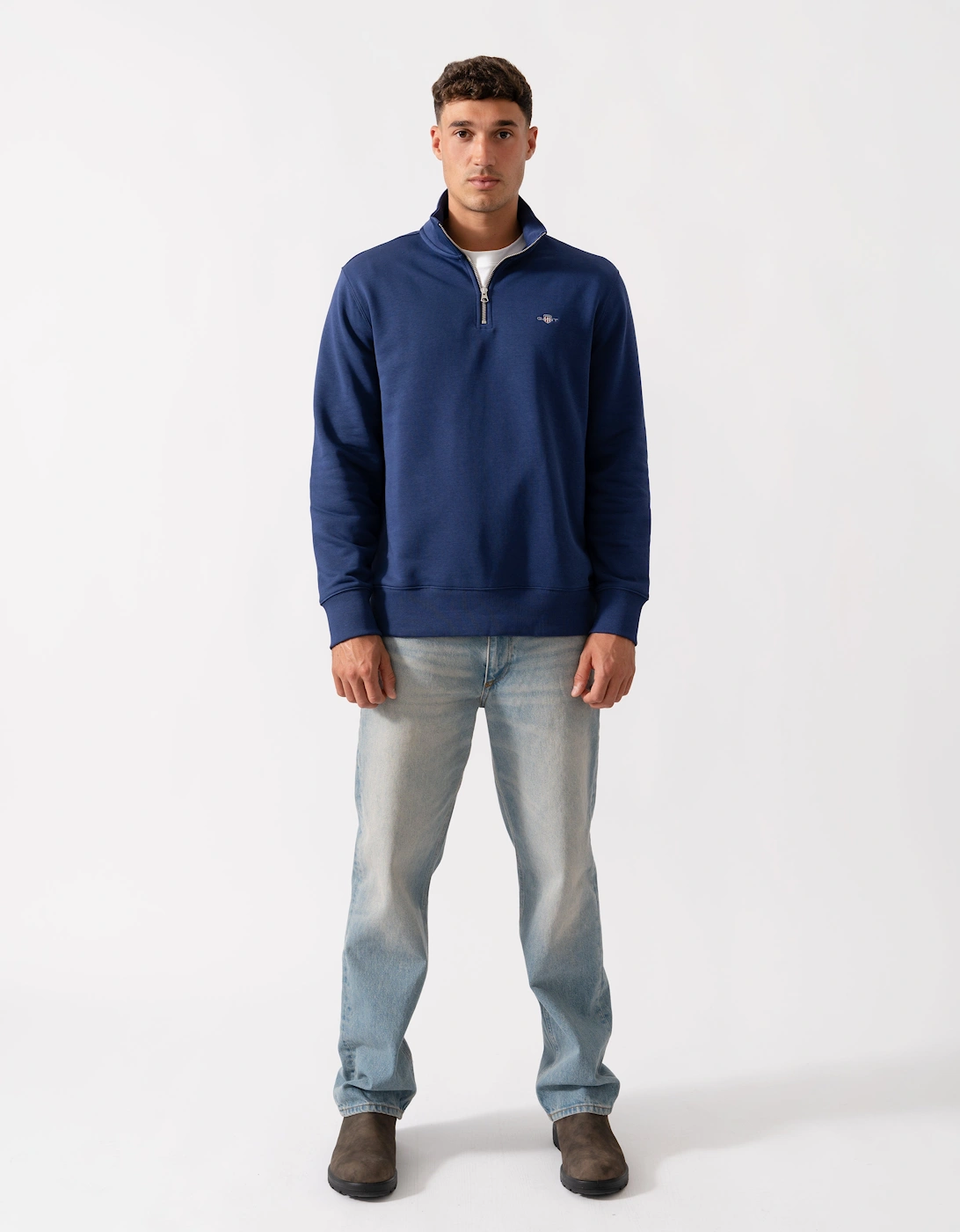 Mens Regular Fit Shield Logo Half Zip Sweatshirt - 423 Persian Blue