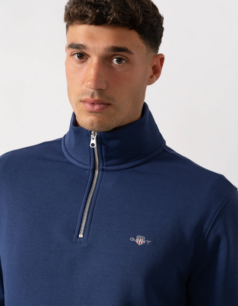 Mens Regular Fit Shield Logo Half Zip Sweatshirt - 423 Persian Blue