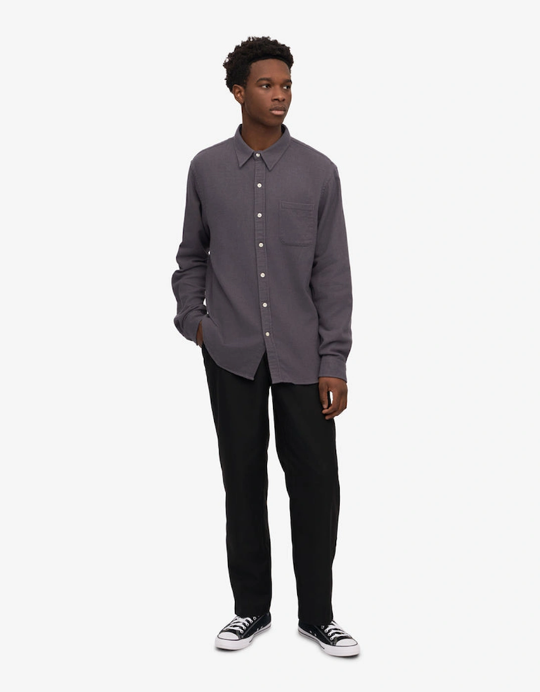 Mens Organic Flannel Shirt - Lava Grey