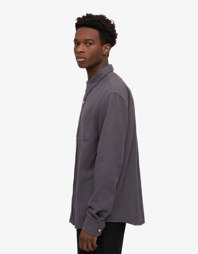 Mens Organic Flannel Shirt - Lava Grey