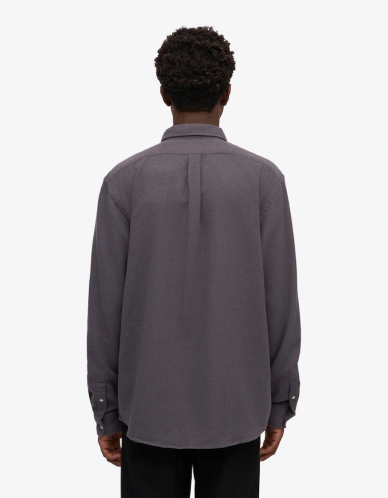 Mens Organic Flannel Shirt - Lava Grey
