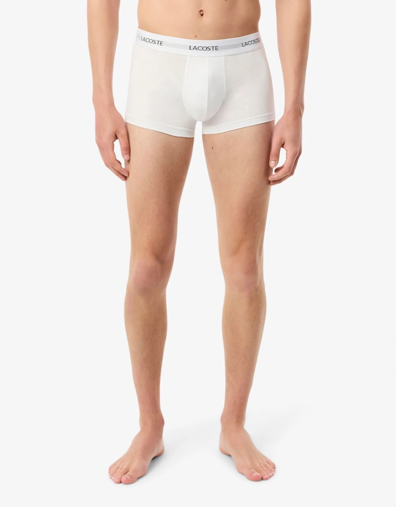 3-Pack Duo Waistband Stretch Cotton Mens Trunks - Black/White-Silver Chine NUA