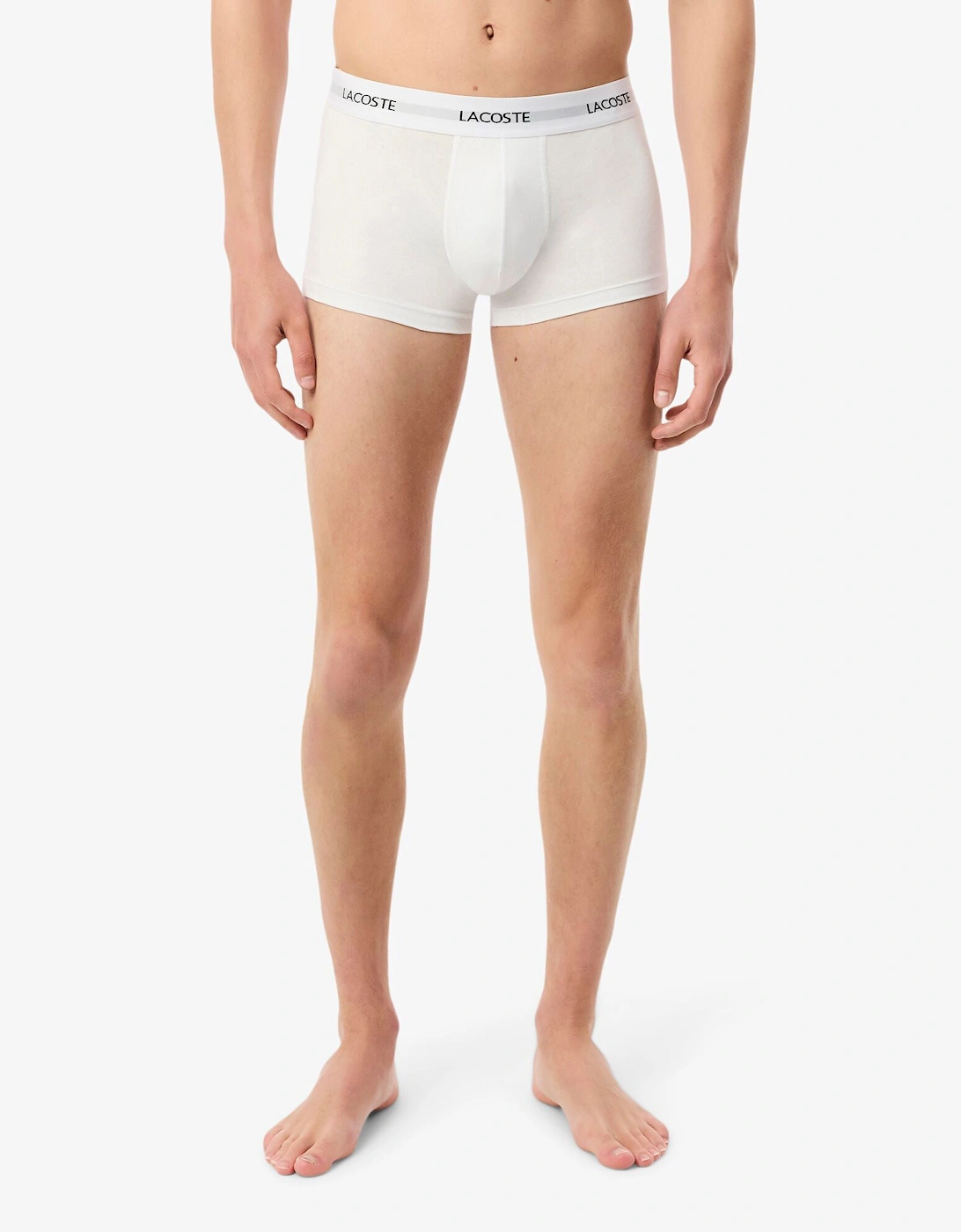 3-Pack Duo Waistband Stretch Cotton Mens Trunks - Black/White-Silver Chine NUA