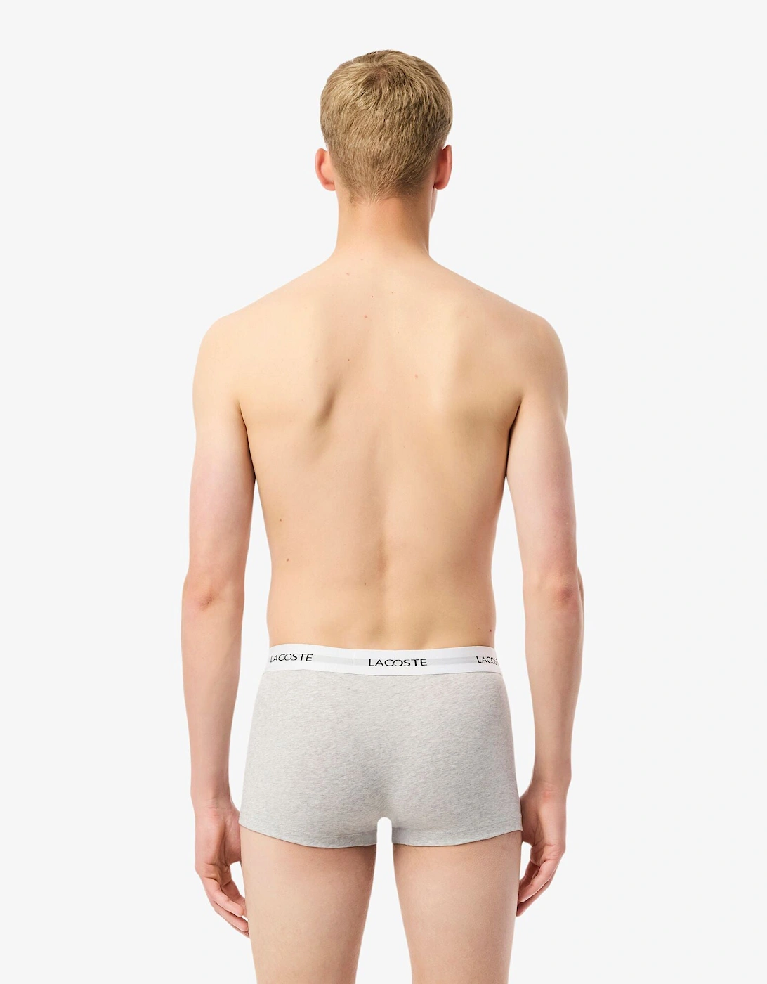 3-Pack Duo Waistband Stretch Cotton Mens Trunks - Black/White-Silver Chine NUA