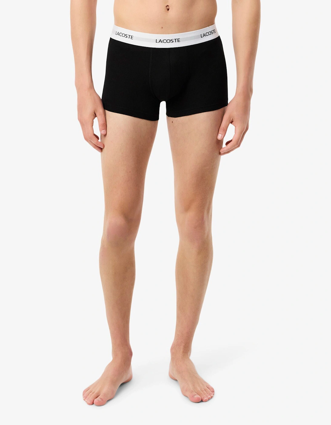 3-Pack Duo Waistband Stretch Cotton Mens Trunks - Black/White-Silver Chine NUA