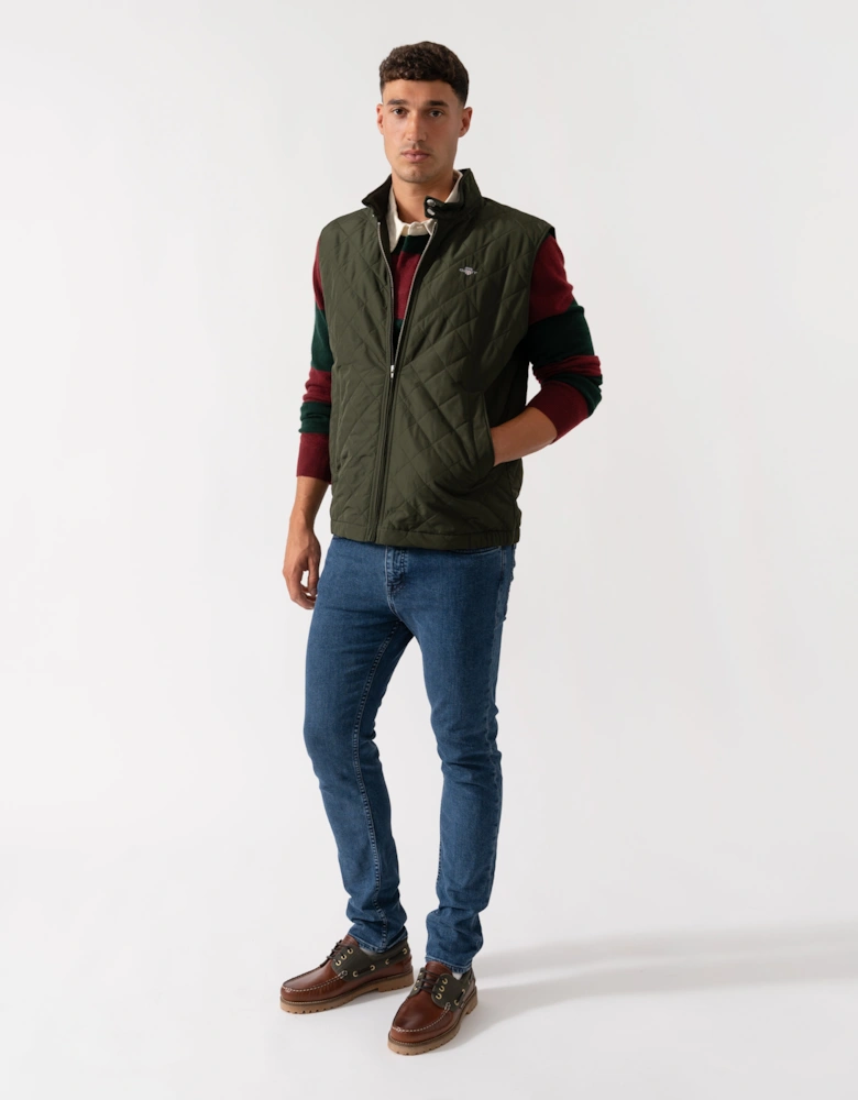 Mens Quilted Windcheater Vest - 368 Dark Moss Green