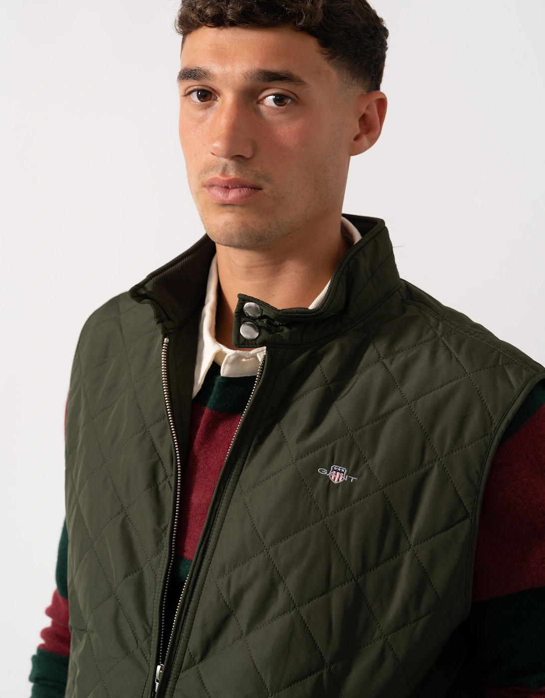 Mens Quilted Windcheater Vest - 368 Dark Moss Green