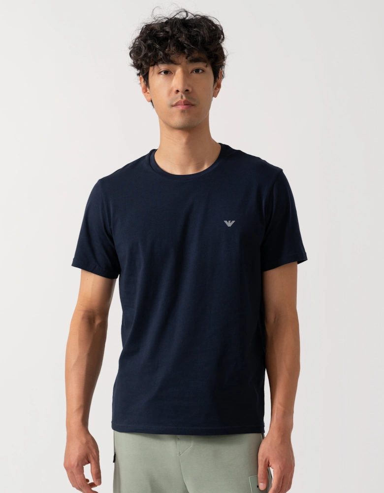 2 Pack Mens Eagle Logo Loungewear T-Shirt - Grey Melange/Armani Blue M8098
