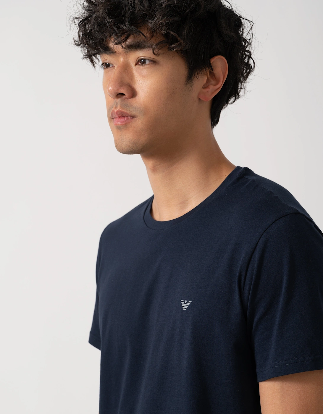 2 Pack Mens Eagle Logo Loungewear T-Shirt - Grey Melange/Armani Blue M8098