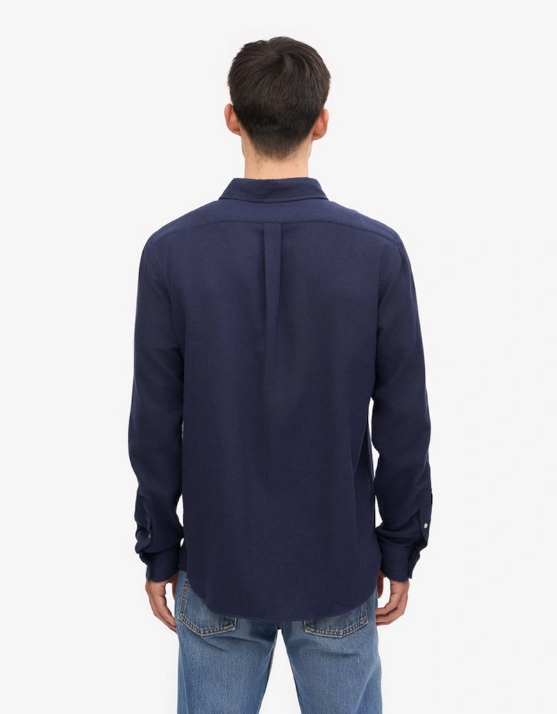 Mens Organic Flannel Shirt - Navy Blue