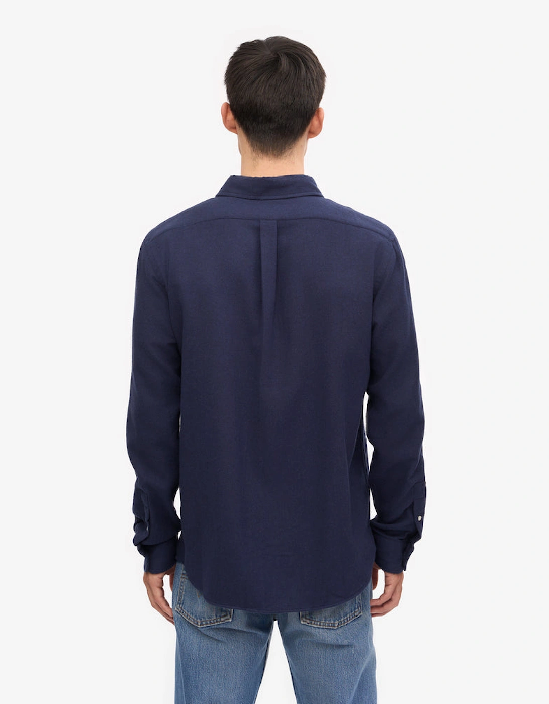 Mens Organic Flannel Shirt - Navy Blue