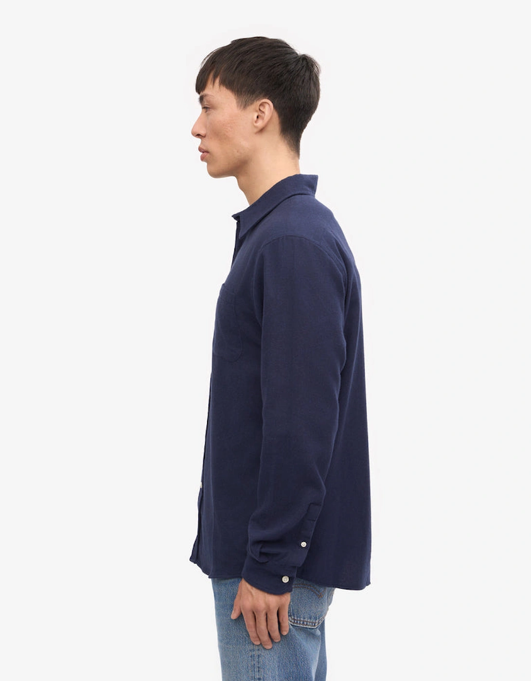 Mens Organic Flannel Shirt - Navy Blue