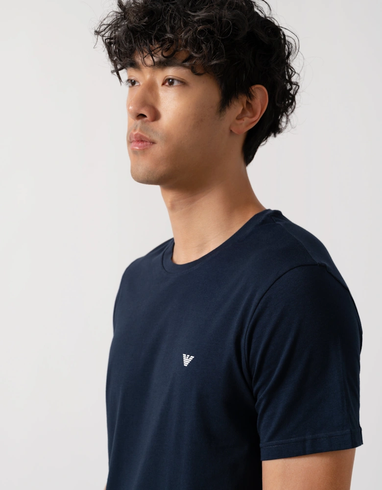 2 Pack Mens Eagle Logo Loungewear T-Shirt - Armani Blue/White MB088