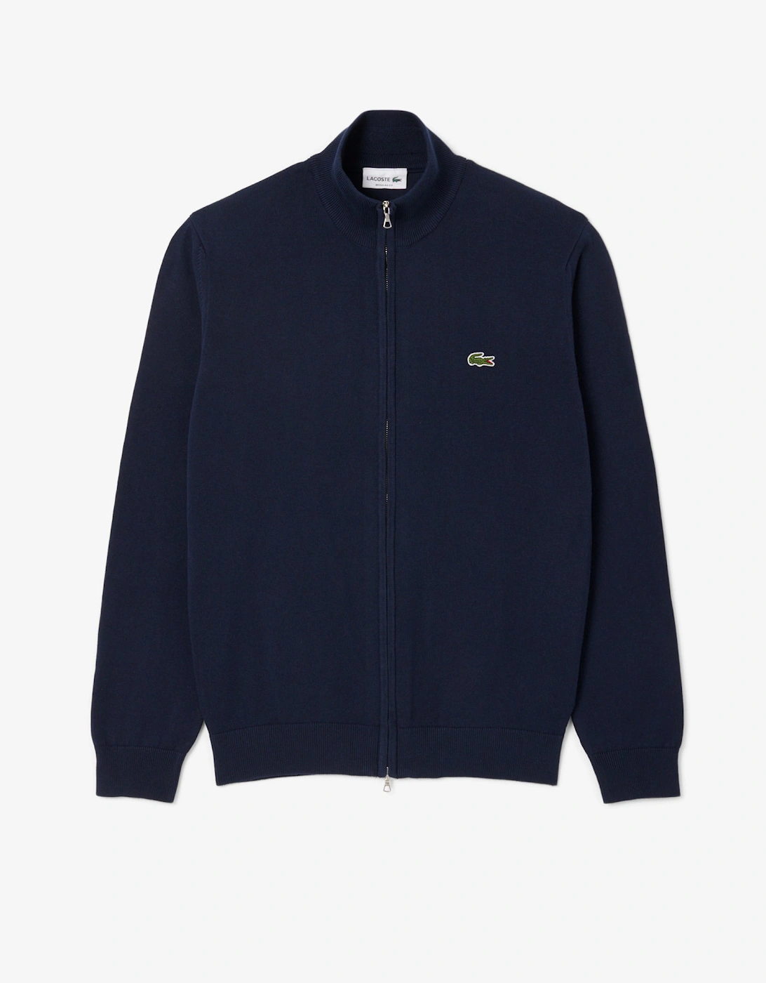 High Neck Zipped Cotton Mens Sweater - Navy Blue 166
