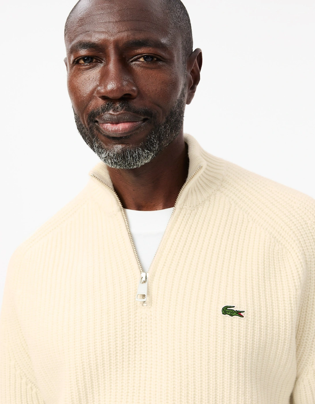 High Zip Neck Thick Rib Knit Mens Wool Sweater - Lapland XFJ